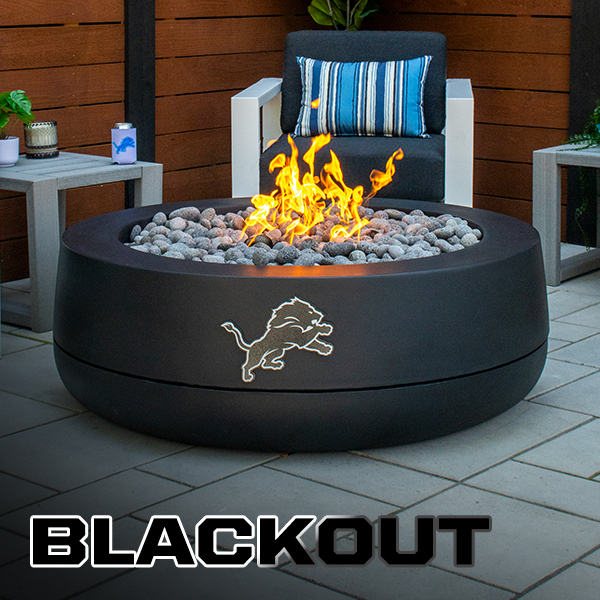 The "Blackout" Detroit Lions Duo Gas Fire Pit in black and silver